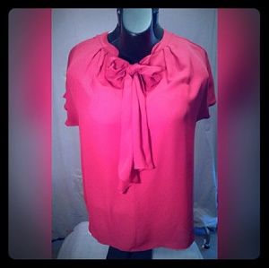 Red Ciffon Tie Neck Blouse